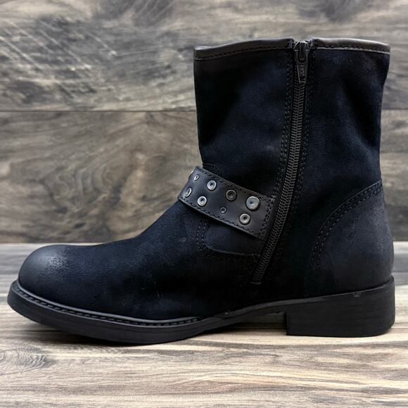 NIB Vintage Foundry Miriam 8 38.5 Black Suede Leather Moto Boots Booties - Picture 9 of 13